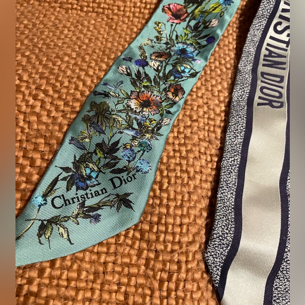 Christian Dior Turquoise Floral Twilly - Picture 7 of 8